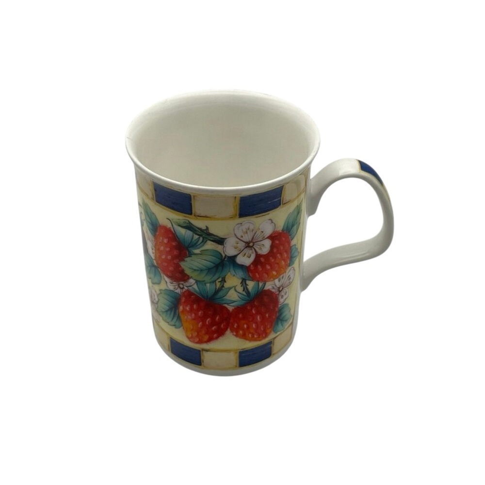 Elegance Fine Bone China Fruit Floral Mug England 1996 Vintage Country Kitchen